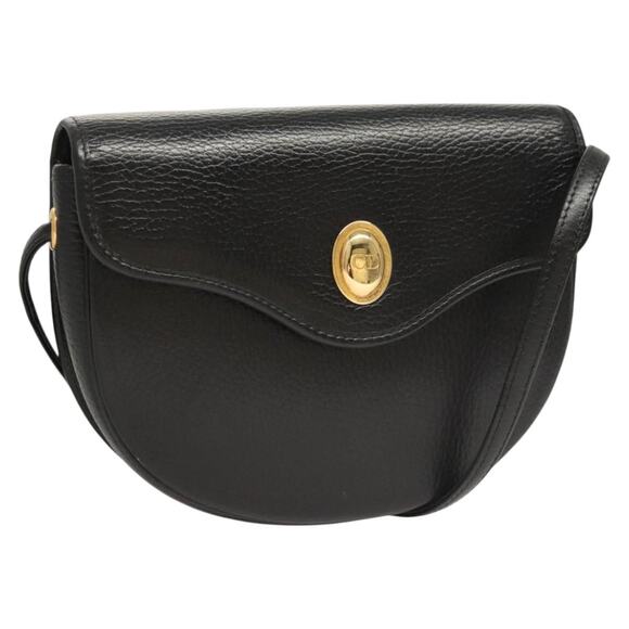 DIOR Shoulder Bag Leather Black Gold - Picture 1 of 12